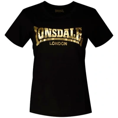 Image of Lonsdale Cartmel Print Tshirt, Women&#039;s, Size: Medium, Black gold
