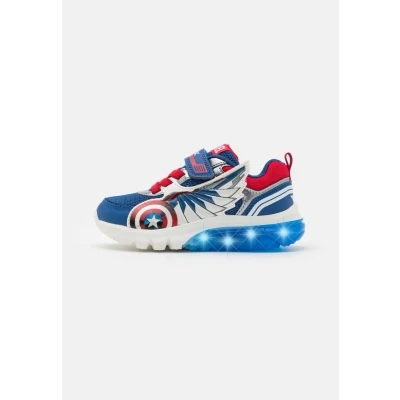Image of Geox Captain America Ciberdron BOY Lights Trainers for kids, Size: 3, Blue/red Imitation leather/ textile