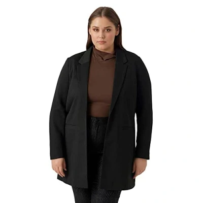 Image of VERO MODA CURVE Women&#039;s Vmverina Ls Long Blazer Noos Curve, Schwarz, 26 Plus Size