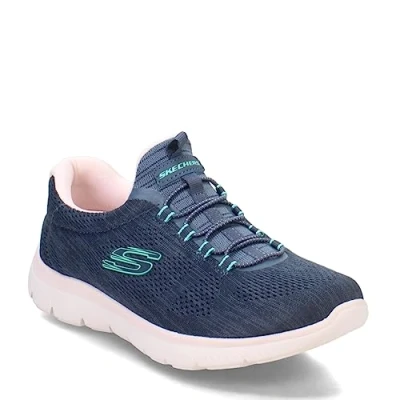 Image of Skechers Wide Fit Summits Trainers navy/pink/turquoise, Women&#039;s, Size: 5, Navy/pink/turquoise Textile/synthetics