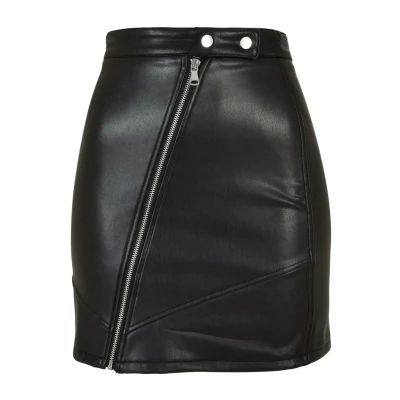 Image of Urban Classics Ladies Synthetic Leather Biker Skirt, Women&#039;s Faux Available in black, Sizes XS 5XL, 3XL