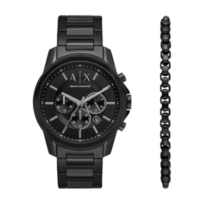 Image of Armani Exchange Banks SET Chronograph watch, Men&#039;s, Size: One Size, Black