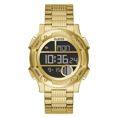 Image of GUESS 45MM Digital Silicone Watch, Gold tone/Black, One size, GW0271G2