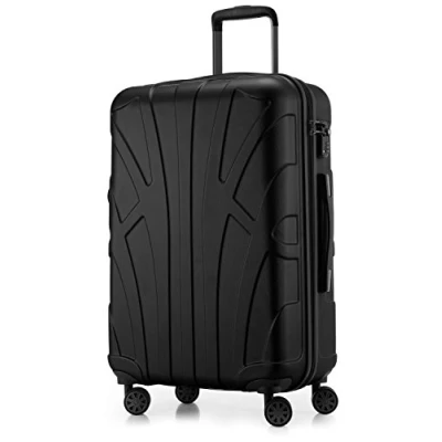 Image of Suitline Hard Side Luggages Trolley Hardside Shell Suitcase Expandable, TSA, (S, M &amp; L), Black, 66 cm, Hand Luggage