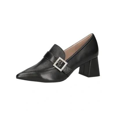 Image of CAPRICE Damen Pumps aus Leder mit Glitzerschnalle, Schwarz (Black Nappa), 41 EU