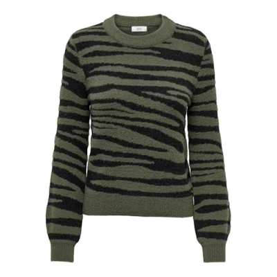 Image of JDY Women&#039;s Lorraine Animal L/S KNT Noos Jumper Knitted, Kalamata/Detail:black Zebra Stripes, M