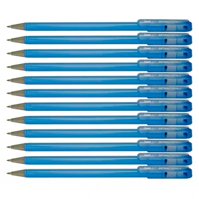 Image of Pentel BK77AB Superb Antibacterial+ Anti Bacterial Ballpoint Pen Complies with European Regulations, 0.7 mm Blue, Pack of 12