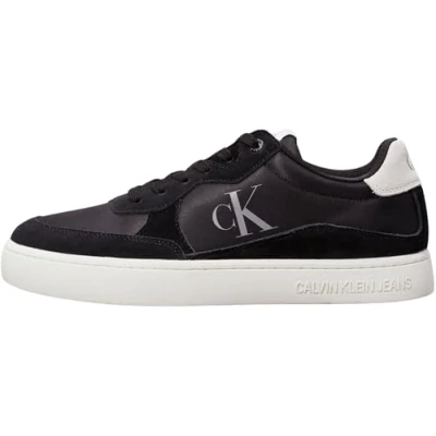 Image of Calvin Klein Jeans Classic Cupsole Iconic Trainers, Men&#039;s, Size: 6, Black/bright white Leather and textile