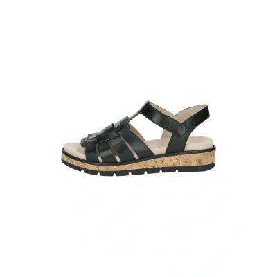 Image of Caprice Damen flache Sandale aus Leder, Blau (BLUE NUBUC), 41