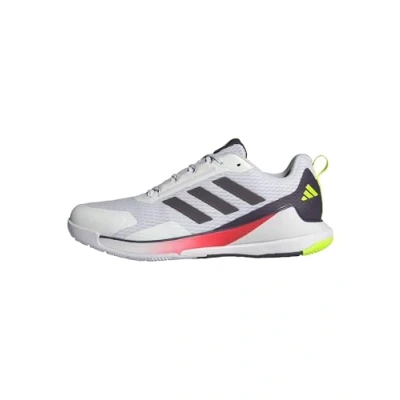 Image of adidas Performance Novaflight Volleyball shoes, Men&#039;s, Size: 8.5, Cloud white aurora met plum shoes