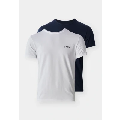 Image of Emporio Armani CREW NECK 2 PACK Undershirt, Men&#039;s, Size: Small, White/blue