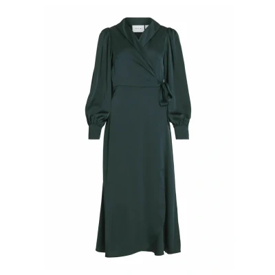 Image of Vila Women&#039;s Vienna Ravenna L/S Ankle Wrap Dress noos, Scarab, 8
