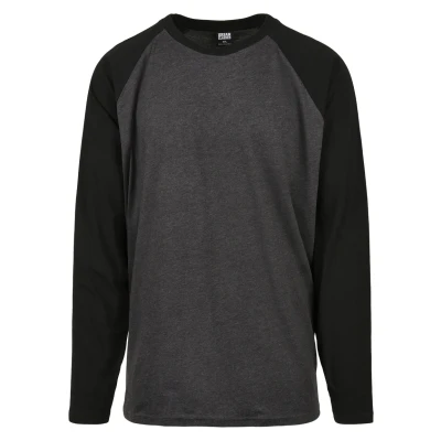 Image of Urban Classics Raglan Contrast LS Long sleeved top, Men&#039;s, Size: XL, Charcoal/black