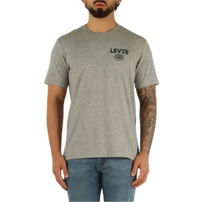 Image of Levi&#039;s Graphic CREW NECK TEE Print Tshirt, Men&#039;s, Size: Medium, Midtone heather grey