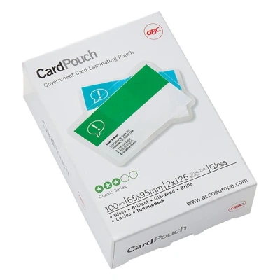 Image of GBC 65x95mm 2x125 Micron Gloss Card Laminating Pouches, Pack of 100, 3740301