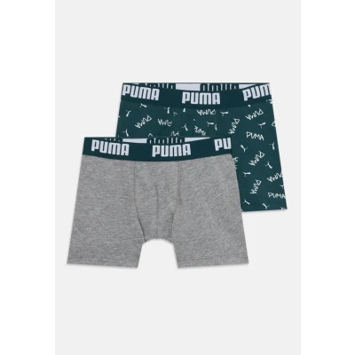 Image of Puma BOYS Script Print 2 PACK Pants for kids, Size: 13 14y, Green/grey