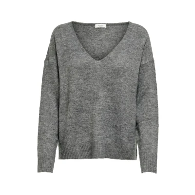 Image of JDY Jdyelanora L/S Vneck NOOS Jumper, Women&#039;s, Size: XS, Dark grey melange