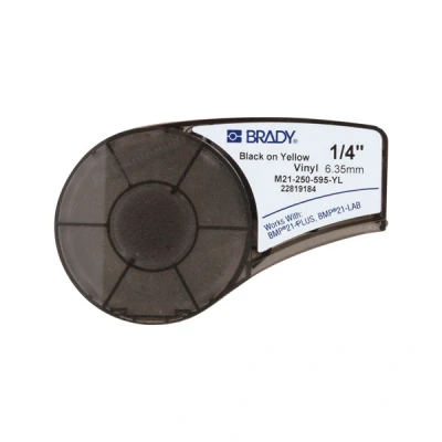 Image of Brady Vinyl Label Tape for Printer M211 &amp; M210 Self Adhesive Labels Industrial Cable/Name Black on Yellow (6.35mm x 6.40m) M21 250 595 YL
