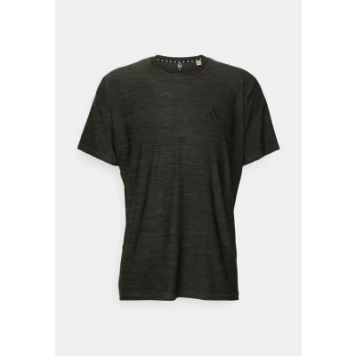 Image of adidas Performance Train Essentials Stretch Tshirt Sports Tshirt, Men&#039;s, Size: Small, Olive strata/black