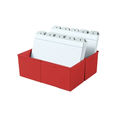 Image of HAN Index Card Box DIN A5 Landscape for 450 Cards with Steel Hinge Red