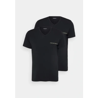 Image of Emporio Armani V NECK 2 PACK Undershirt, Men&#039;s, Size: Large, Black