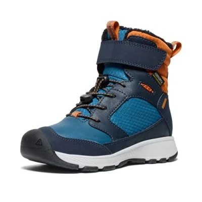 Image of Keen SKUA WP Unisex Winter boots for kids, Size: 7k, Sky captain/gold flame Leather/synthetics