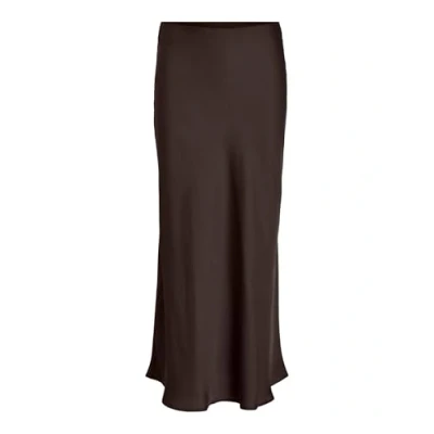 Image of Vila Female Midi Skirt High Waist, Coffee Bean, 12