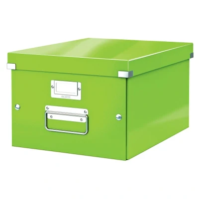 Image of Leitz 60440054 A4 Storage Box, Click and Store Range, Medium, Green, 36.9 x 28.1 3.7 cm