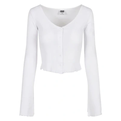 Image of Urban Classics Cropped RIB Long sleeved top, Women&#039;s, Size: 3XL, White