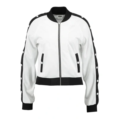 Image of Urban Classics Ladies Button UP Track Jacket Bomber Jacket, Women&#039;s, Size: Medium, White/black/white