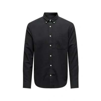 Image of Only &amp; Sons Gudmund Solid Shirt, Men&#039;s, Size: XS, Schwarz