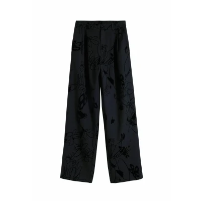 Image of Desigual Flocked Floral Trousers, Women&#039;s, Size: 8, Black