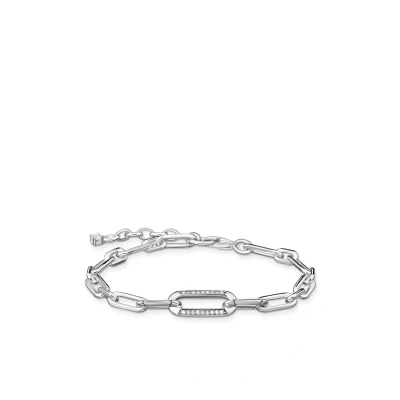 Image of Thomas Sabo Damen Armband Glieder Silber, 925er Sterlingsilber, mit weißen Zirkonia Steinen, Länge: 16 19 cm, A2032 643 14 L19V