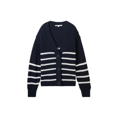 Image of TOM Tailor Denim Cardigan, Women&#039;s, Size: XS, Placed navy white stripe