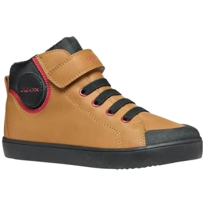Image of Geox Gisli BOY Hightop trainers for kids, Size: 1, Dark yellow/black Imitation leather/ textile