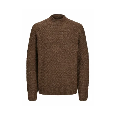 Image of JACK &amp; JONES Male Knitted Jumper Plain Jumper, Toffee, XL