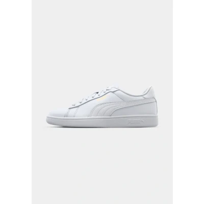 Image of Puma Smash 3.0 Unisex Trainers, Size: 13, White/gold leather and imitation