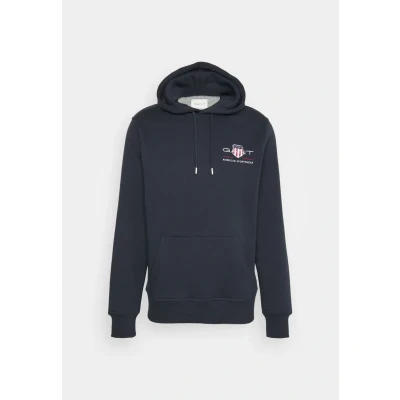 Image of GANT Men&#039;s Reg Medium Archive Shield Hoodie Hooded Sweatshirt, Evening Blue, 3XL