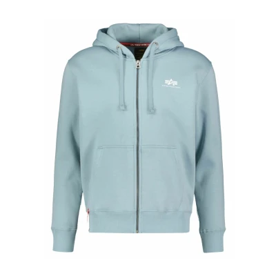 Image of ALPHA INDUSTRIES Men&#039;s Basic Zip Sl Hooded Sweat Sweatshirt, Greyblue, L