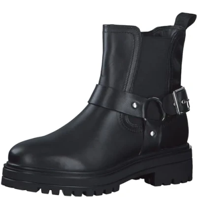 Image of s.Oliver Chelsea Cowboy/biker ankle boot, Women&#039;s, Size: 8, Black Leather