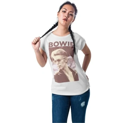 Image of Mister Tee David Bowie Print Tshirt, Women&#039;s, Size: XS, White