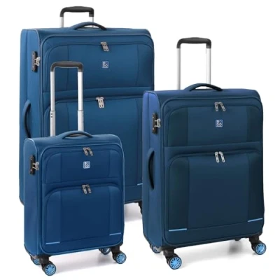 Image of MODO BY RV RONCATO Set of 3 Trolley 4R Star 2.0 Blue, soft suitcases, suitcases