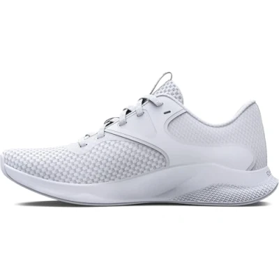 Image of Under Armour Charged Aurora 2 Training shoe, Women&#039;s, Size: 4, White/metallic warm silver Textile/synthetics