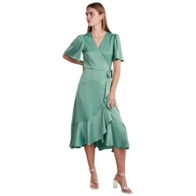 Image of YAS Yasthea MIDI WRAP dress Cocktail / Party dress, Women&#039;s, Size: 16, Green