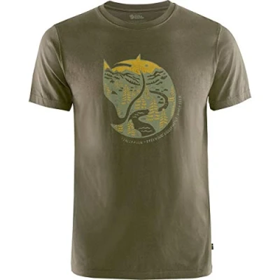 Image of Fjällräven Arctic FOX Print Tshirt, Men&#039;s, Size: Medium, Olive (403)