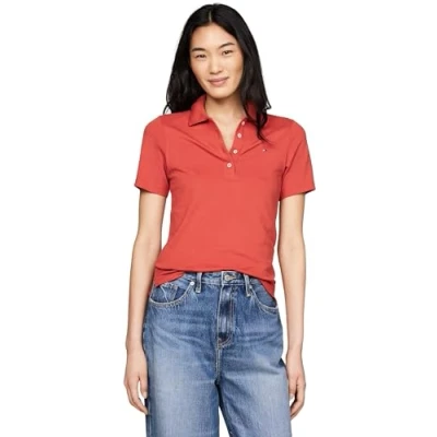 Image of Tommy Hilfiger 1985 SLIM Polo shirt, Women&#039;s, Size: XS, Terra red