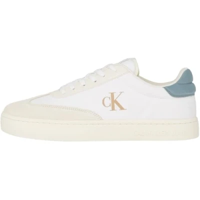 Image of Calvin Klein Jeans Classic Cupsole MIX Trainers, Men&#039;s, Size: 11, Bright white/creamy white/lead Cotton
