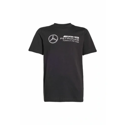 Image of adidas Performance Mercedes AMG Petronas Formula ONE TEAM Myshelter Print Tshirt for kids, Size: 7 8y, Black