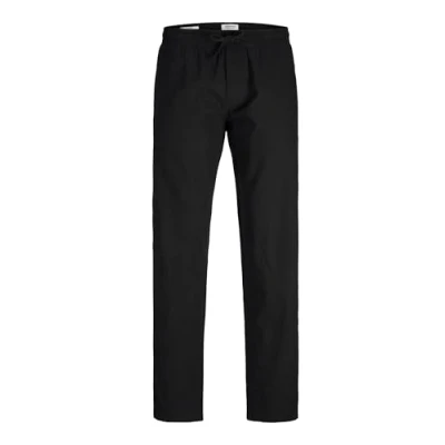 Image of JACK &amp; JONES Men&#039;s Jpstkane Jjsummer Linen Blend Jogger Sn Knitted Jumper, Black, S