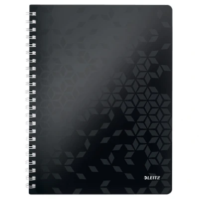 Image of Leitz A4 Flexible Cover Notebook, Black Wire Bound, 80 Sheets, Ruled, gsm Ivory Paper, Wow Get Organised Range